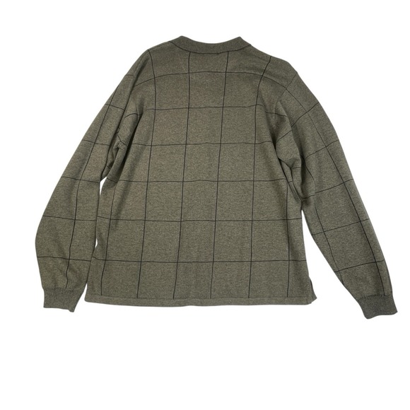 IZOD Men's Large Gray Grid-Knit Polo Sweater 100% Cotton Casual Pullover - Picture 2 of 7